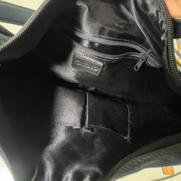 Large Vintage XOXO Hobo Blue Black Letters Brass Studded Y2K Zippered Tote Bag - Picture 9 of 16